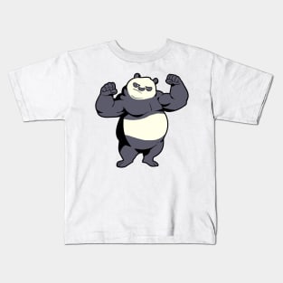 Fitness bodybuilder Panda shows muscles - weight training Kids T-Shirt